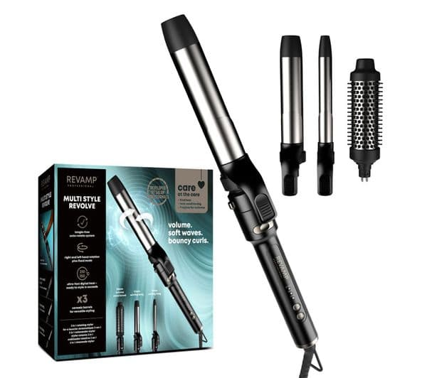 REVAMP Multi Style Revolve 3-in-1 Rotating Hair Styler - Black & Gold - Image 1