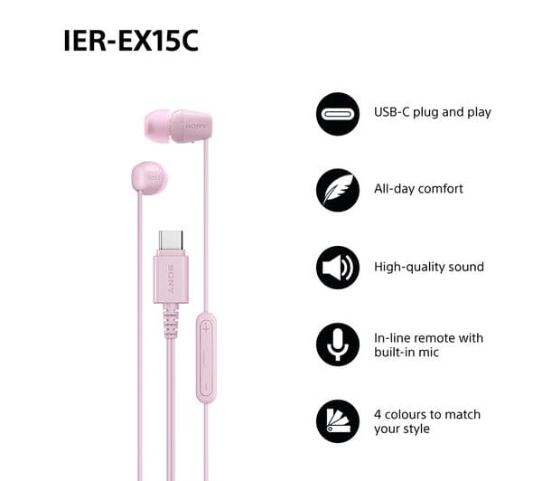 Sony IER-EX15C Earbuds Pink - Image 2