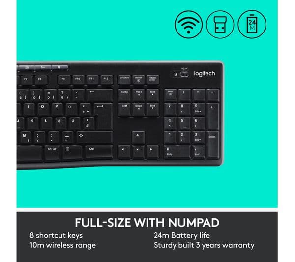 Logitech MK270 Keyboard Mouse Set Black - Image 9