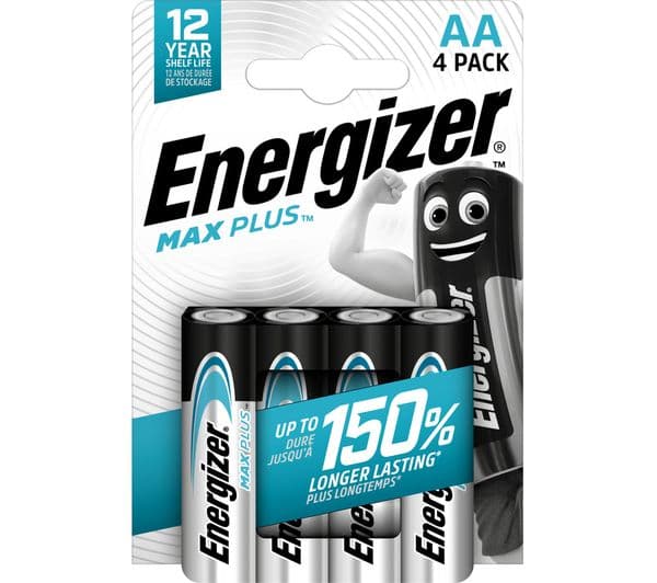 ENERGIZER Max Plus AA Alkaline Batteries - Pack of 4