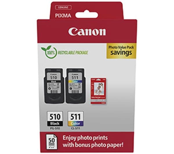 CANON PG-510/CL-511 Black & Colour Ink Cartridges - Twin Pack - Image 1