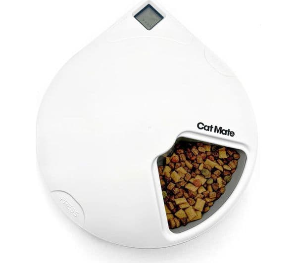 CLOSER PETS Cat Mate C500 Five-Meal Automatic Pet Feeder - White - Image 1