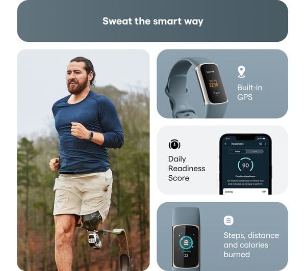 FITBIT Charge 5 Fitness Tracker - Steel Blue, Universal - Image 3