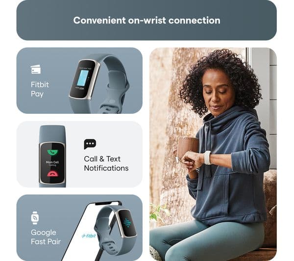 FITBIT Charge 5 Fitness Tracker - Steel Blue, Universal - Image 6