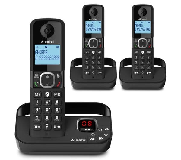 ALCATEL F860 Voice TAM ATL1425239 Cordless Phone - Triple Handsets, Black - Image 1