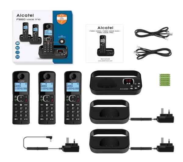 ALCATEL F860 Voice TAM ATL1425239 Cordless Phone - Triple Handsets, Black - Image 2