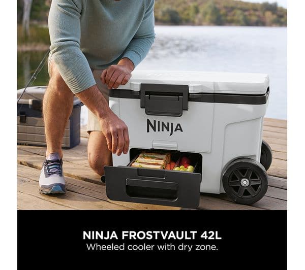 Ninja FB245UKWH FrostVault 42L Wheeled Cooler with Dry Zone - Cloud White - Image 2