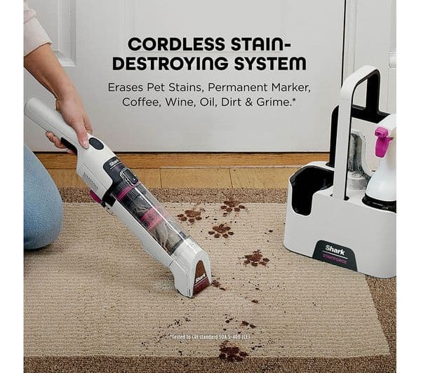 Shark StainForce HX100UKT Cordless Stain Destroying Spot Cleaner 100W Self Cleaning - White - Image 3