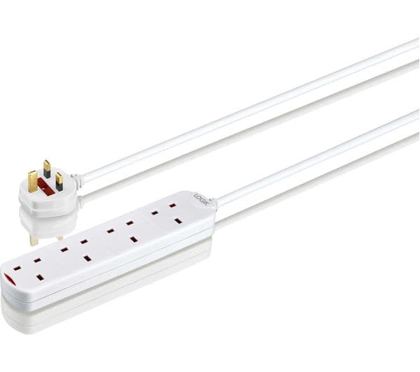 LOGIK L4WAY2T18 4-Socket Extension Lead - 2 m, Twin Pack - Image 1
