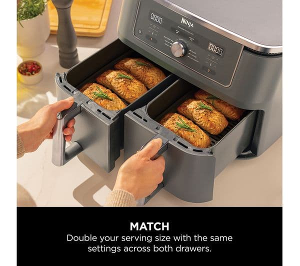 Ninja MAX 6-in-1 Dual Zone DZ400UK Air Fryer Gun Metal Grey - Image 4