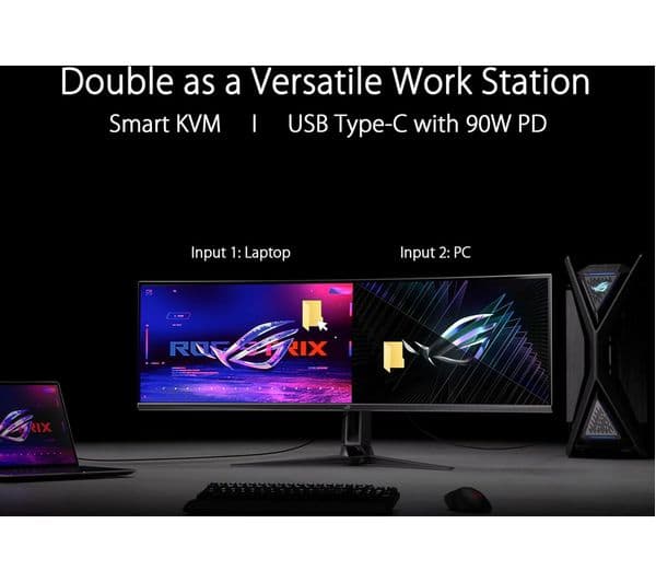 ASUS PG49WCD Wide Quad HD 49" Curved QD-OLED Gaming Monitor - Black - Image 2