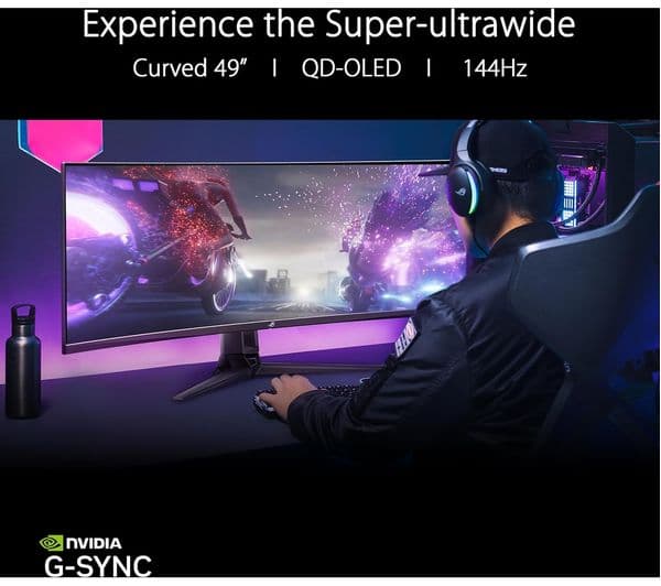 ASUS PG49WCD Wide Quad HD 49" Curved QD-OLED Gaming Monitor - Black - Image 3