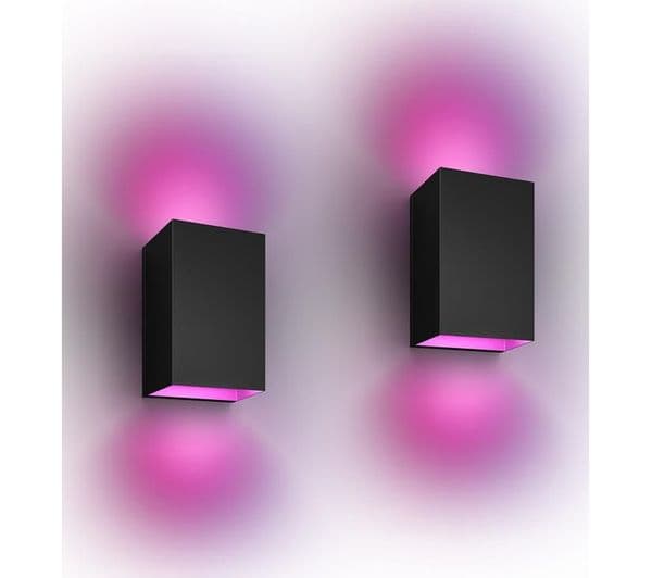 PHILIPS HUE White and Color Ambiance Resonate Smart Outdoor LED Wall Lamp - Black, Twin Pack - Image 4