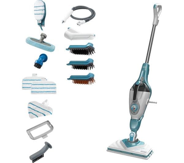BLACK + DECKER BHSM1610DSM-GB 2-in-1 Steam Mop - White & Blue - Image 1