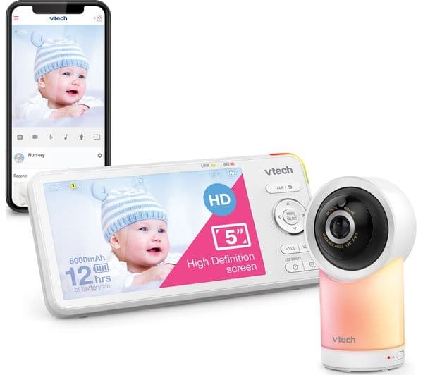 VTECH RM5766HD 5" LCD Screen Smart Video Baby Monitor - White - Image 1