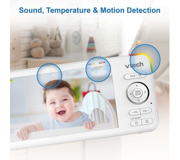 VTECH RM5766HD 5" LCD Screen Smart Video Baby Monitor - White - Image 3