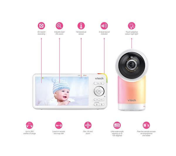VTECH RM5766HD 5" LCD Screen Smart Video Baby Monitor - White - Image 8