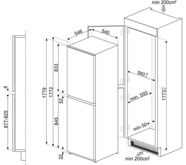 SMEG UKC8174NF Integrated 50/50 Fridge Freezer - Sliding Hinge - Image 5