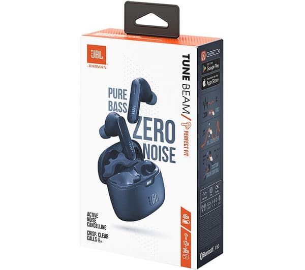 JBL Tune Beam Wireless Bluetooth Noise-Cancelling Earbuds - Blue - Image 8