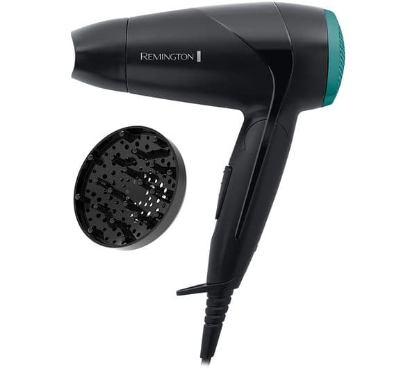 REMINGTON On The Go D1500 Compact Hair Dryer - Black - Image 1