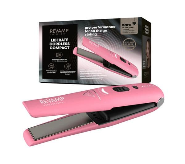 REVAMP Liberate Cordless Compact Ceramic Hair Straightener - Pink - Image 1
