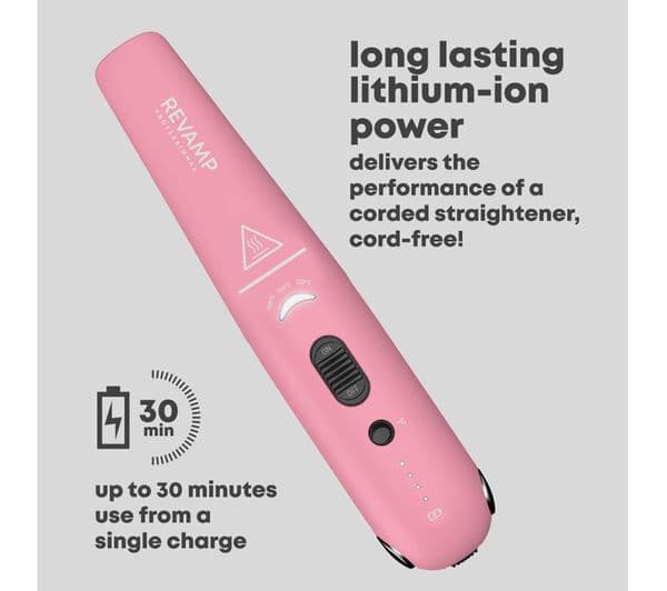 REVAMP Liberate Cordless Compact Ceramic Hair Straightener - Pink - Image 4