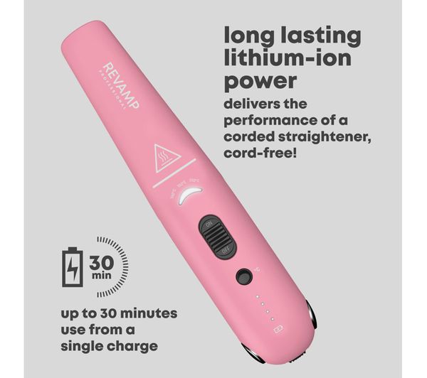 REVAMP Liberate Cordless Compact Ceramic Hair Straightener - Pink thumbnail 4