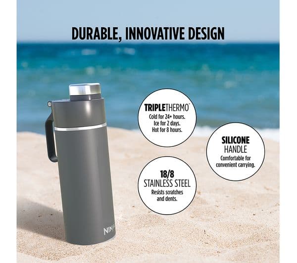 Ninja Thirsti Travel Water Bottle - Grey, 700 ml - Image 3