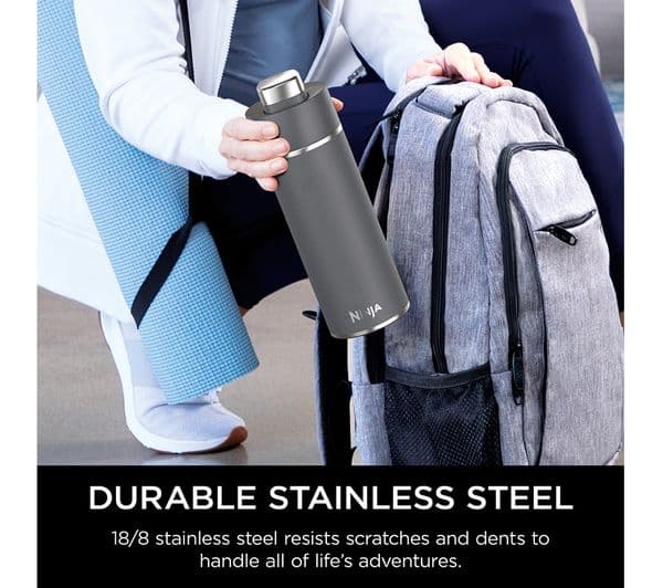 Ninja Thirsti Travel Water Bottle - Grey, 700 ml - Image 9