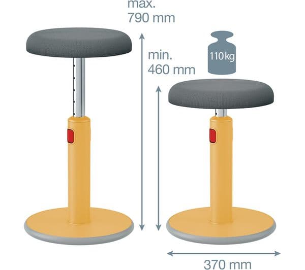 LEITZ Ergo Cosy Sit-Stand Stool - Yellow - Image 3