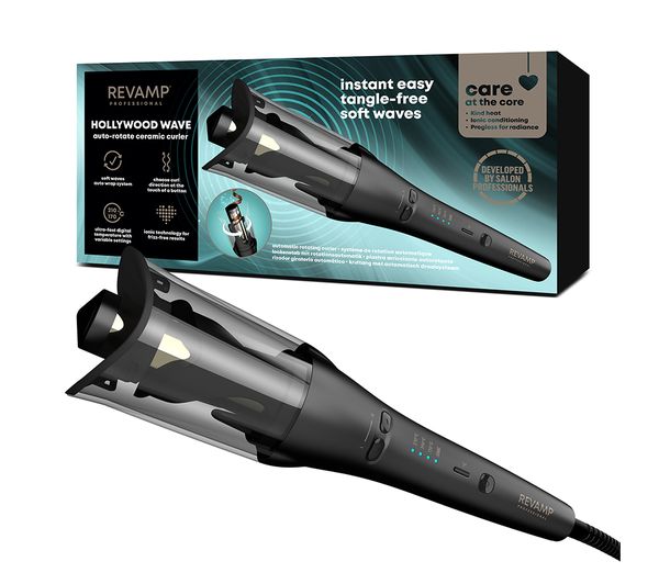 REVAMP Hollywood Wave Auto-Rotate Ceramic Curler - Black thumbnail 1