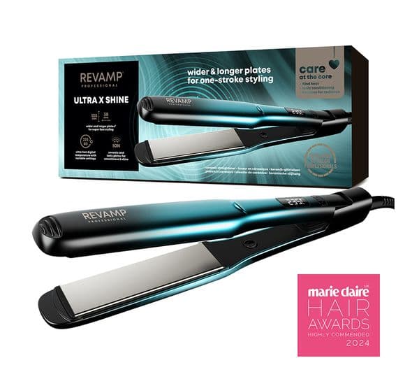REVAMP Wide Ultra X Shine Ceramic Hair Straightener - Black - Image 1