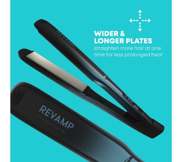 REVAMP Wide Ultra X Shine Ceramic Hair Straightener - Black - Image 2