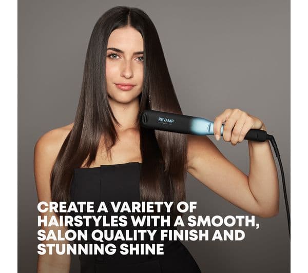 REVAMP Wide Ultra X Shine Ceramic Hair Straightener - Black - Image 5