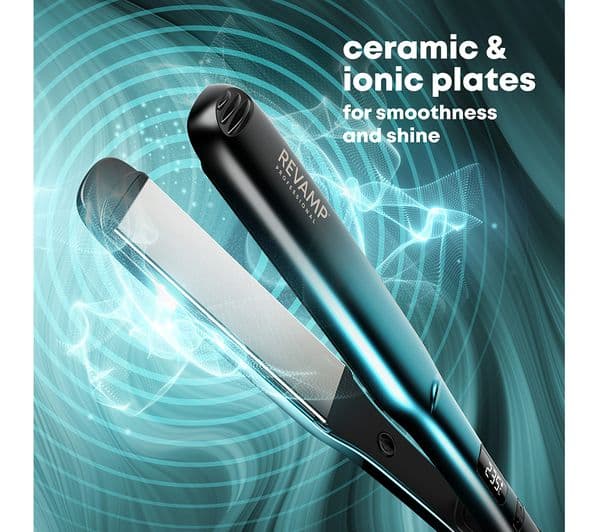 REVAMP Wide Ultra X Shine Ceramic Hair Straightener - Black - Image 9
