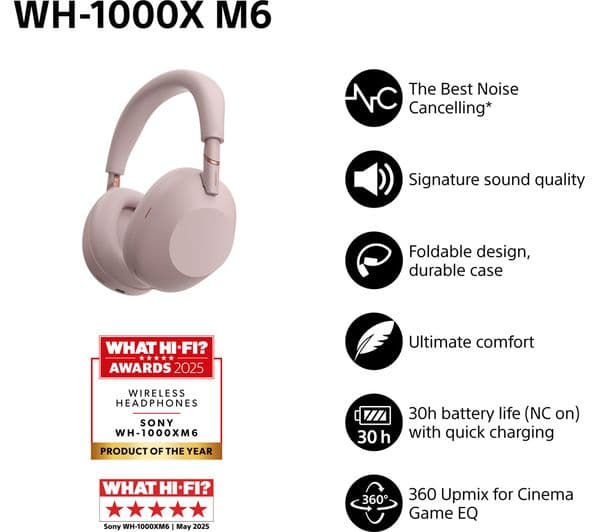 Sony WH-1000XM6 Headphones Pink - Image 2