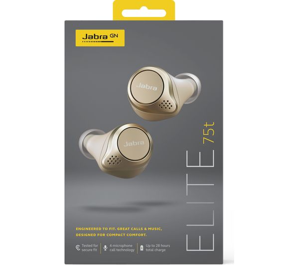 JABRA Elite 75t Wireless Bluetooth Noise-Cancelling Earbuds - Gold Beige - Image 3