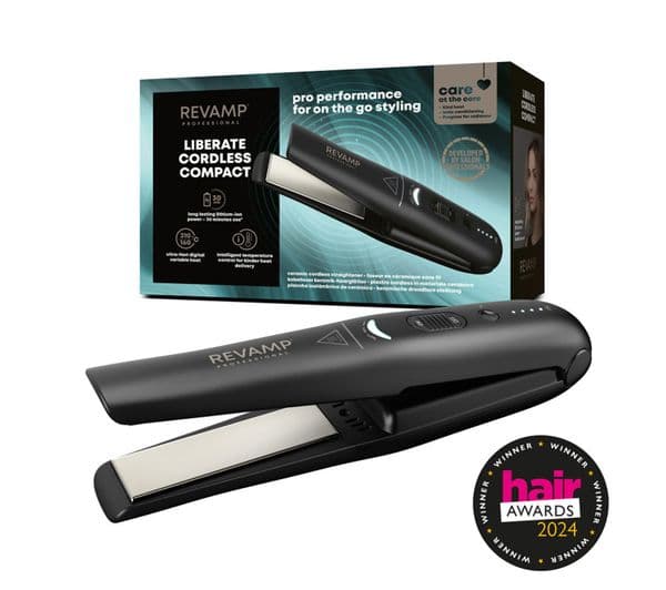 REVAMP Liberate Cordless Compact Ceramic Hair Straightener - Black - Image 1