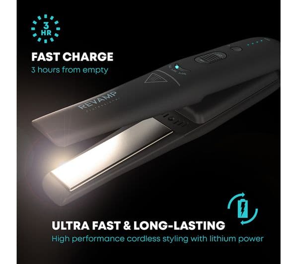 REVAMP Liberate Cordless Compact Ceramic Hair Straightener - Black - Image 3