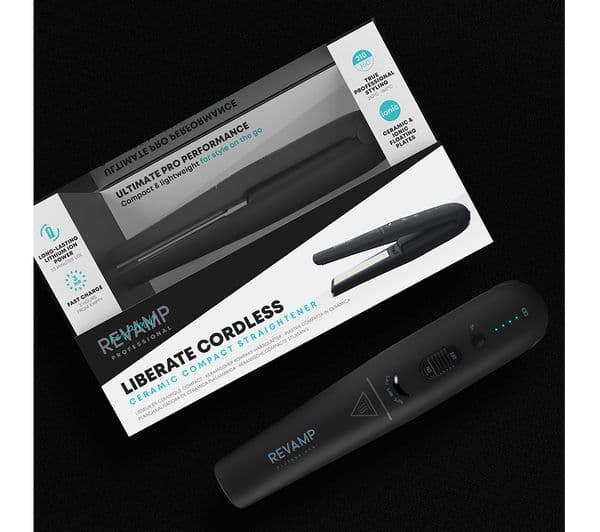 REVAMP Liberate Cordless Compact Ceramic Hair Straightener - Black - Image 6