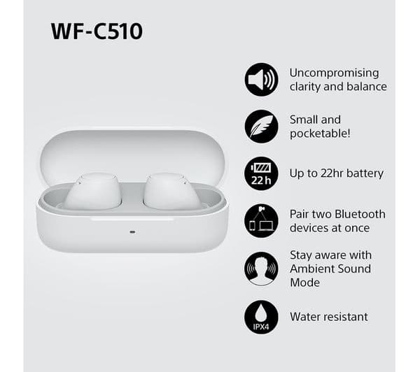 Sony WF-C510 Earbuds White - Image 4