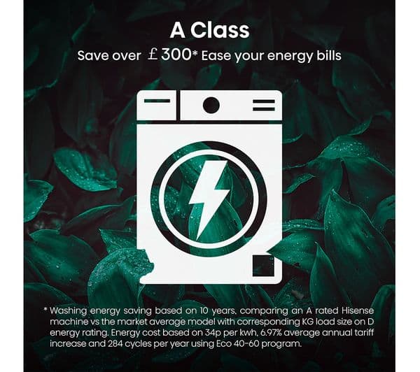 HISENSE 5S Series Auto Dosing WF5S1245BB WiFi-enabled 12 kg 1400 Spin Washing Machine - Black - Image 6