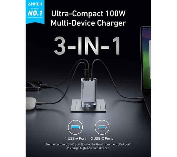 Anker Prime 3-Port 100W GaN Charger - Image 2