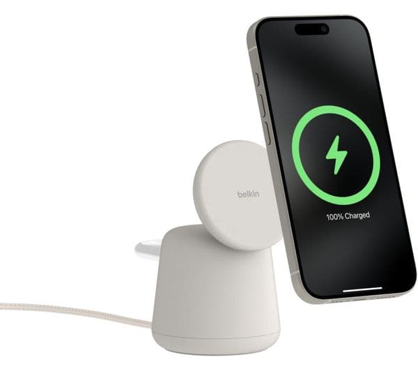 BELKIN BoostCharge Pro Qi2 2-in-1 Charger Sand - Image 2