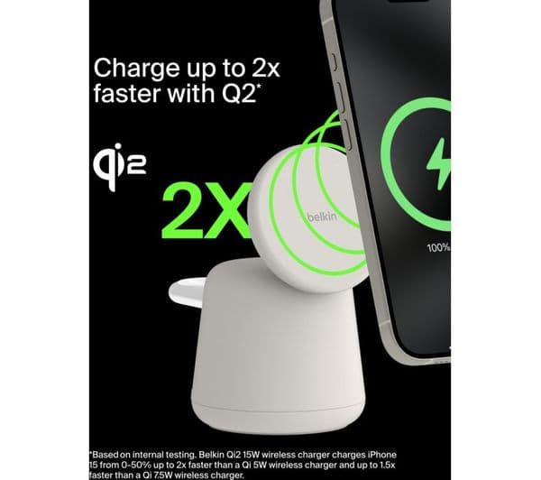BELKIN BoostCharge Pro Qi2 2-in-1 Charger Sand - Image 6