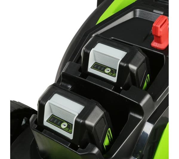 GREENWORKS GWG24X2LM36K4X Cordless Rotary Lawn Mower with 2 Batteries - Black & Green - Image 4