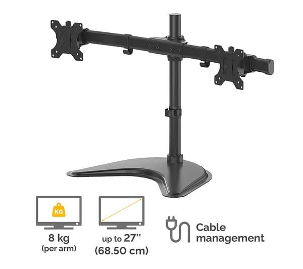 FELLOWES Seasa Dual Arm Full Motion 27" Monitor Stand - Image 3