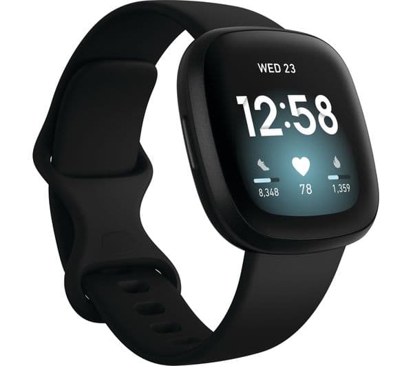 FITBIT Versa 3 Smart Watch with Alexa & Google Assistant - Black - Image 1