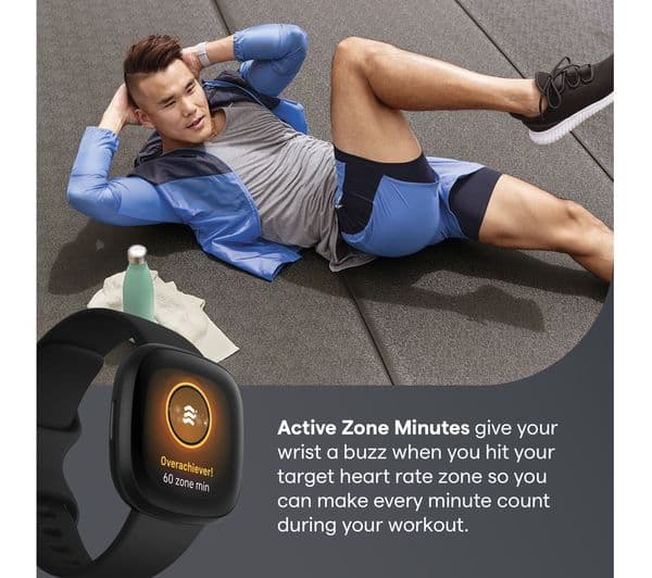 FITBIT Versa 3 Smart Watch with Alexa & Google Assistant - Black - Image 4