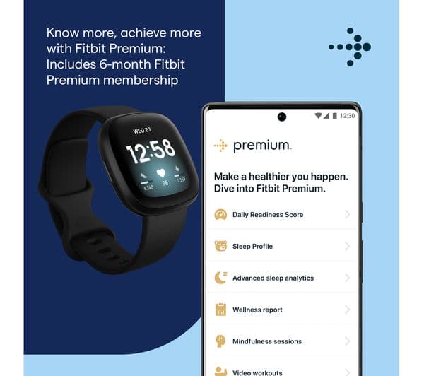 FITBIT Versa 3 Smart Watch with Alexa & Google Assistant - Black - Image 6